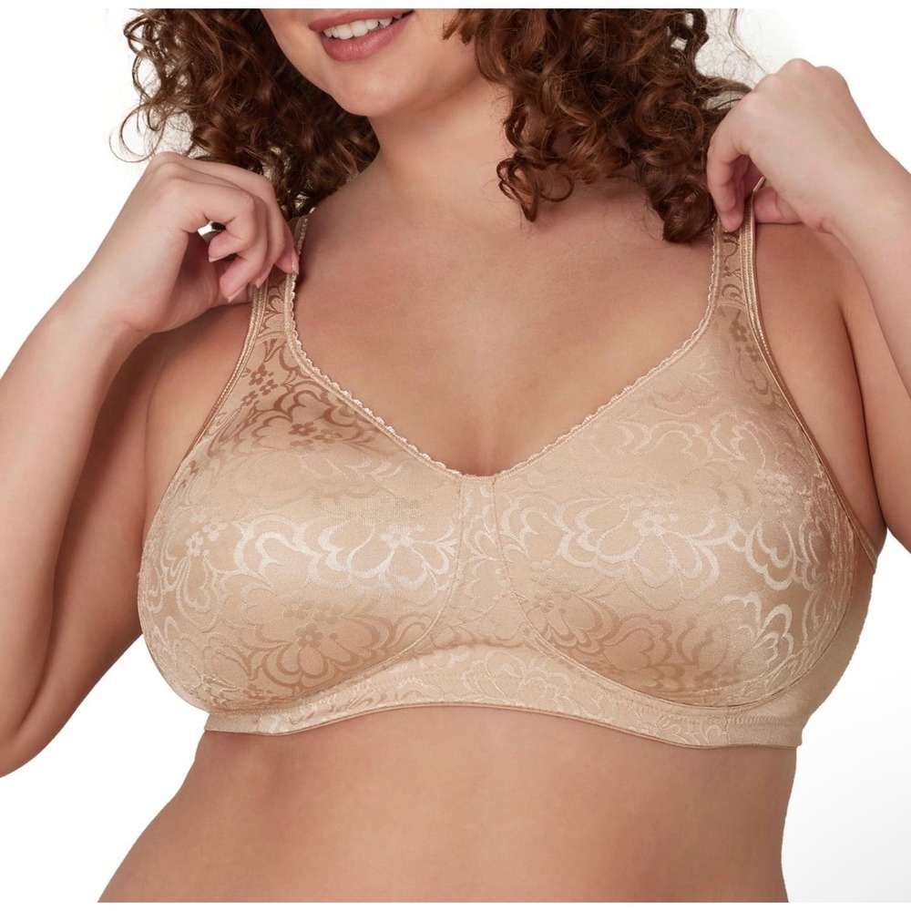 New Playtex 18 Hour‎ Ultimate Lift Wireless Bra Nude Floral Jacquard 34DD